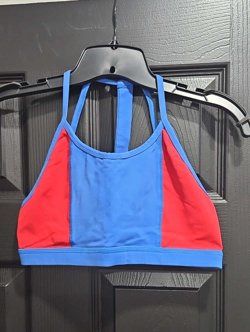 Women’s Blue and Red High-Neck Sport Bra